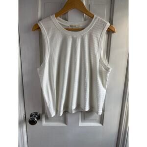 Marine Layer Womens Tank Top Size L Large White Retro Striped Sleeveless EUC